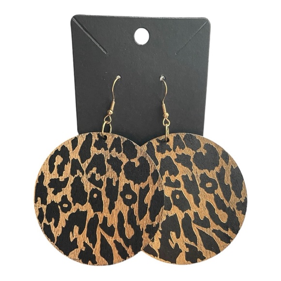 4/$12 Leopard Round Drop Earrings - Picture 2 of 8